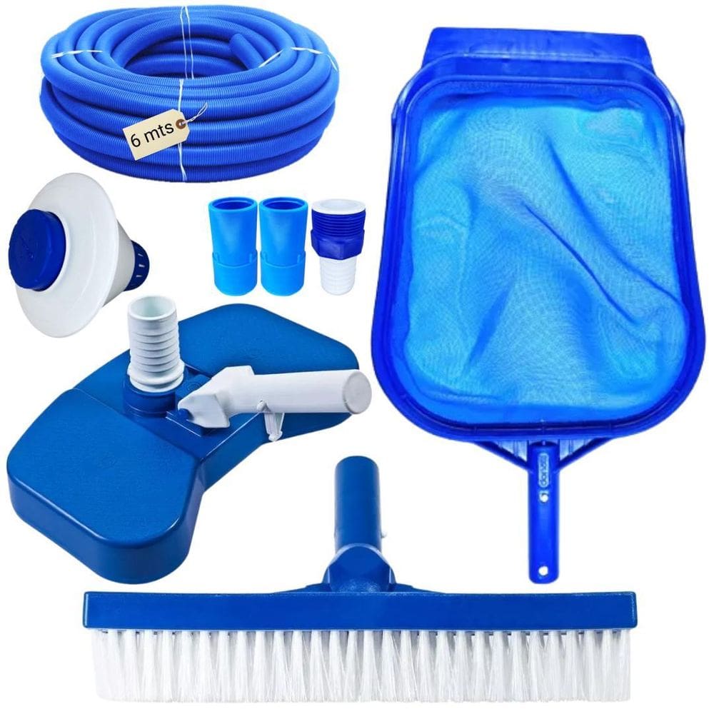 Kit Limpeza Para Piscinas Mangueira Ecológica 6Mt Clorador