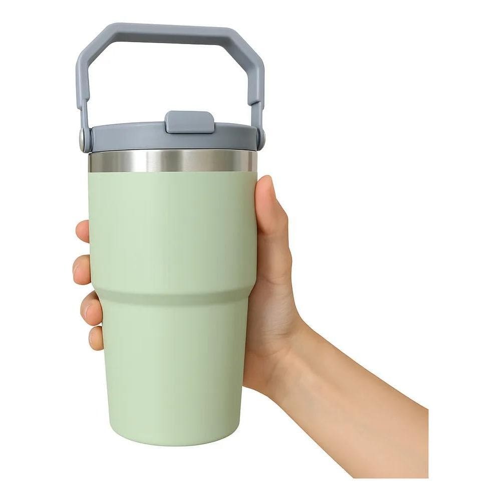 2X Garrafa Térmica 600Ml Flip Squeeze Alça Canudo Academia