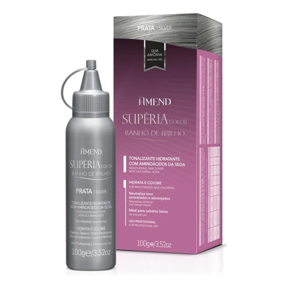 2X Banho Coloração Brilho Prata Superia Color Amend 100G