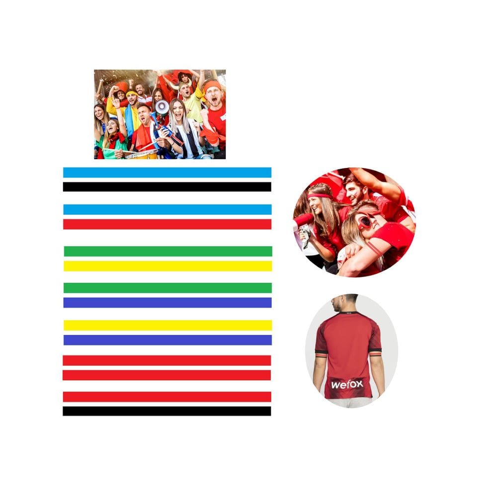 Tatuagem Temporária Faixas Coloridas Times Futebol Torcida