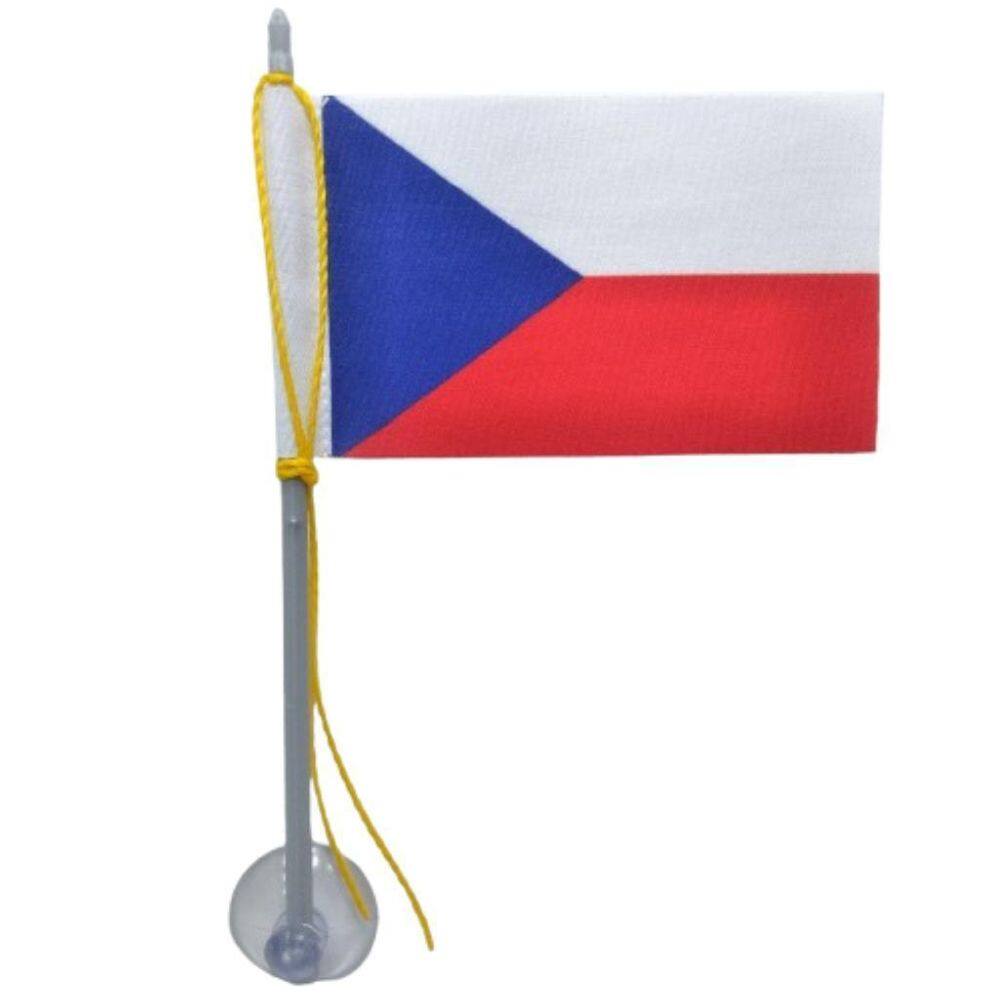 Mini Bandeira República Tcheca Ventosa Poliéster 5,5Cm X