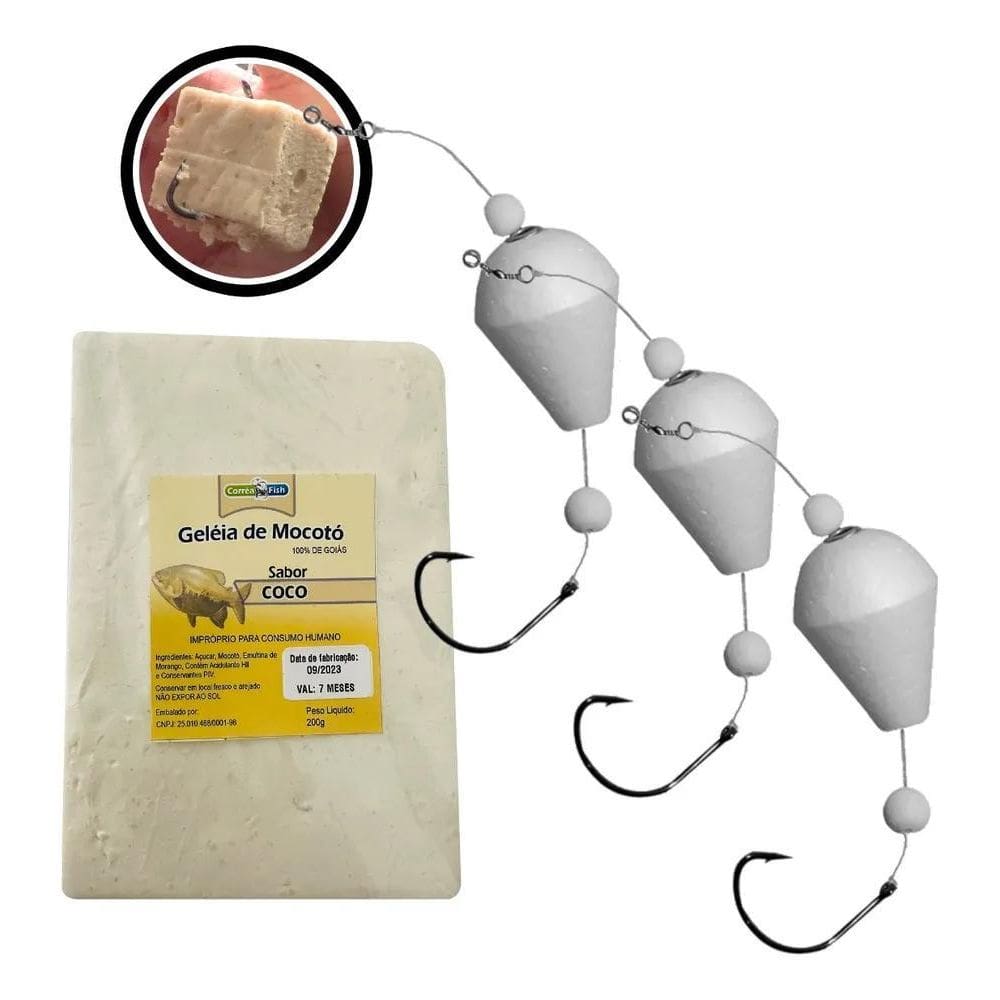 2X Kit Boia Pão Pesca 3 Unidades + Mocotó Isca Pescaria Anzo