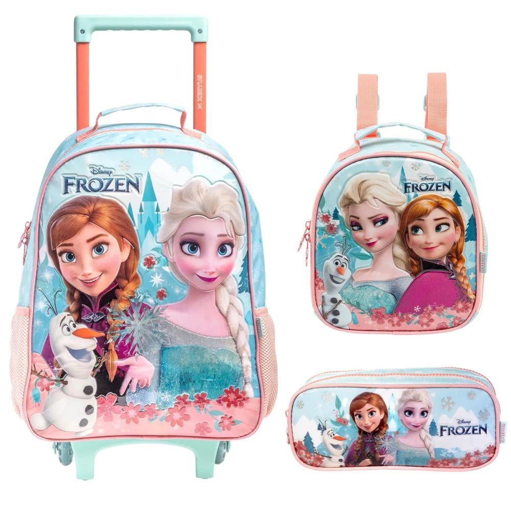 Kit Escolar Frozen Disney Mochila Rodinha Estojo Lancheira