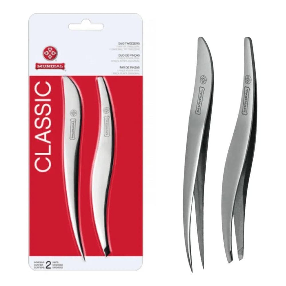 2X Mundial Duo Pinças Inox Classic Bc-391