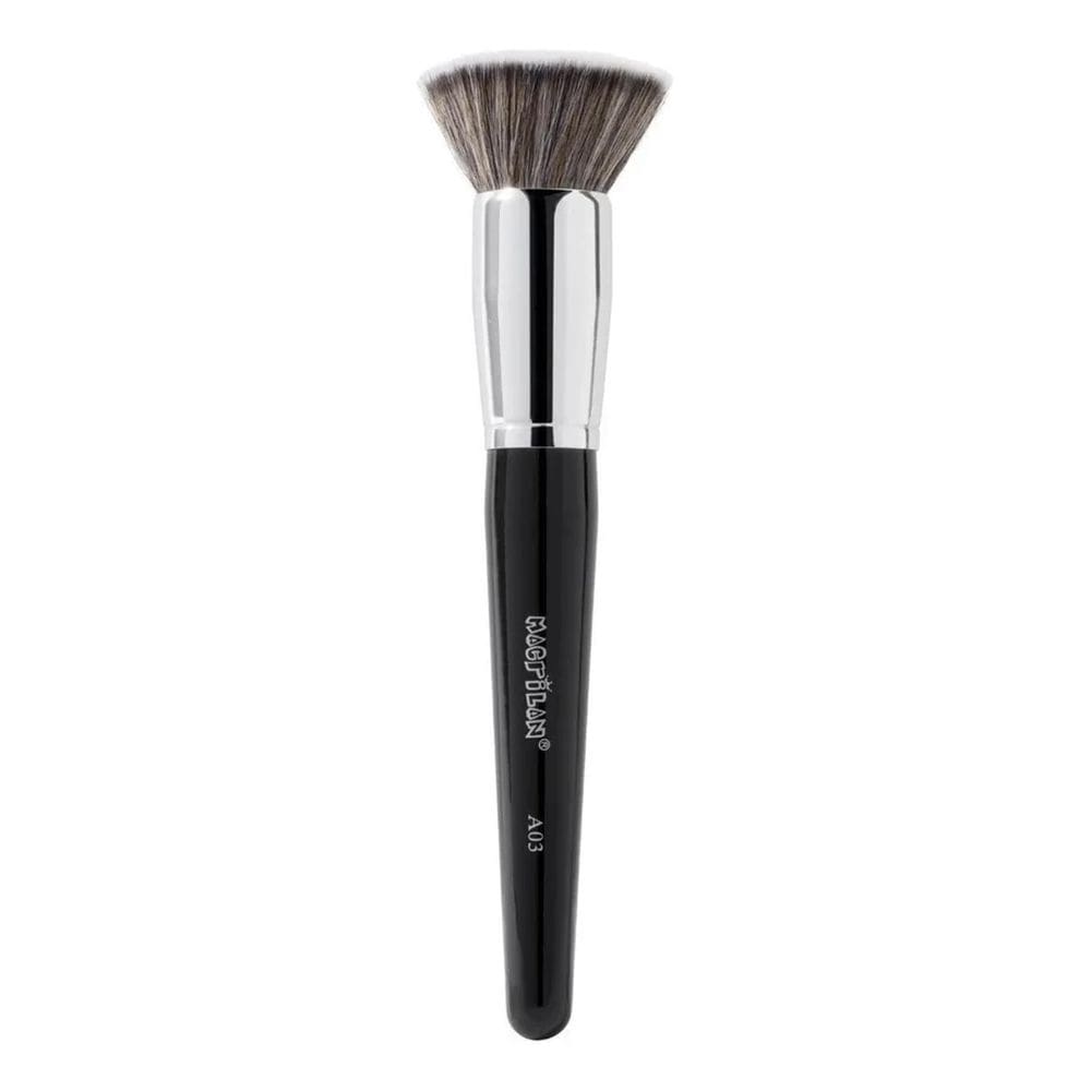 2X Pincel Kabuki Reto A03 Macrilan Preto E Cromado