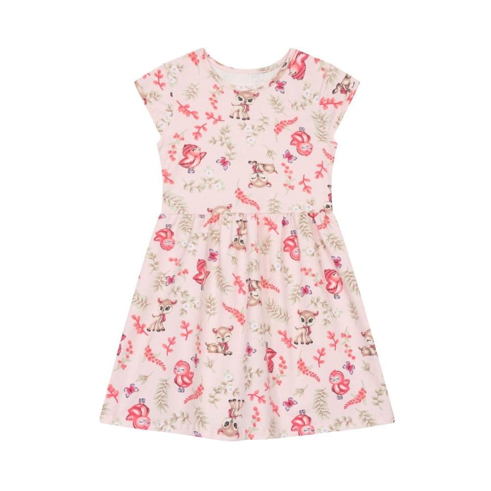 Vestido infantil menina de bichinhos Brandili-Rosa