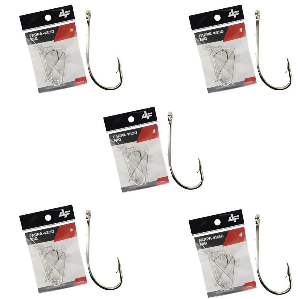 Albatroz Kit 5 Cartelas Anzol Farpa 4330 Niq N.8 32Un Cada