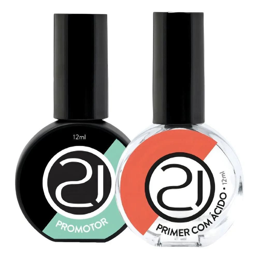 2X Nails 21 Kit Adesivador Promotor 12Ml + Primer Con Ácido
