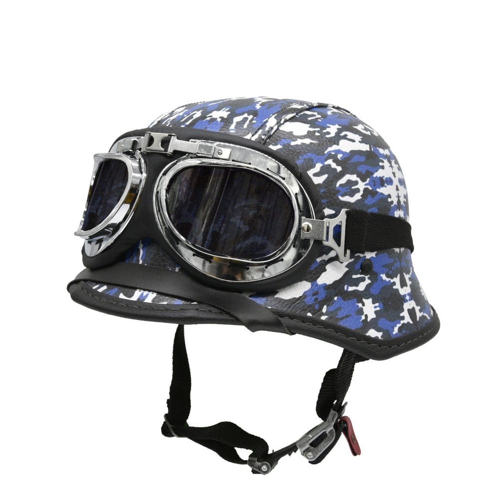 Capacete Bike/Scooter Alemão Camuflado Azul Fume Pp