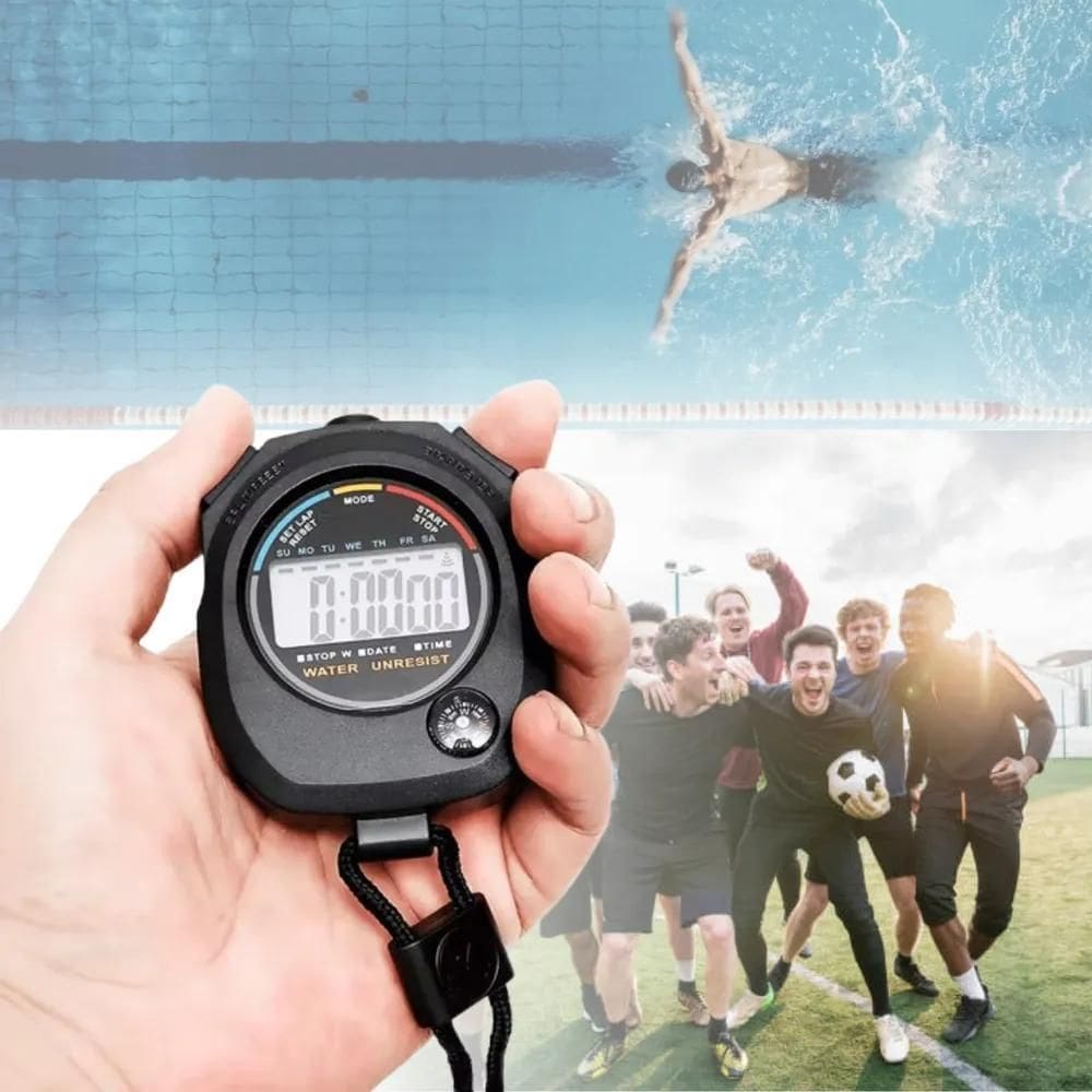 2X Cronômetro Digital Esportivo Função Relógio Alarme Calend