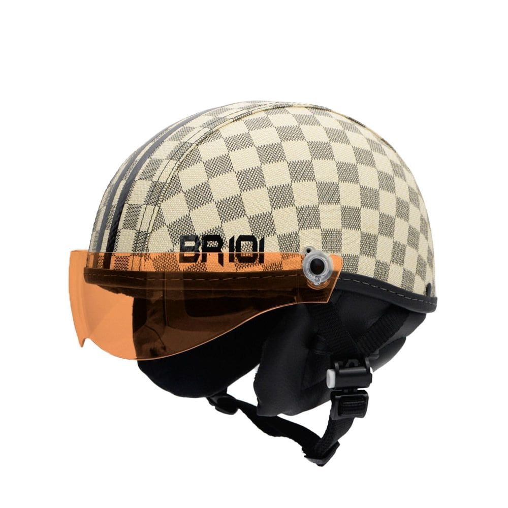 Capacete Bike/Scooter Coquinho Br 101 Xadrez Bege Vision P