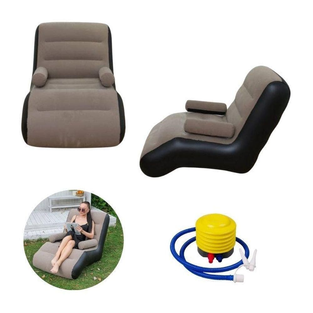 Sofá Poltrona Inflável Até 100 Kilos Acompanha Bomba 75X80Cm