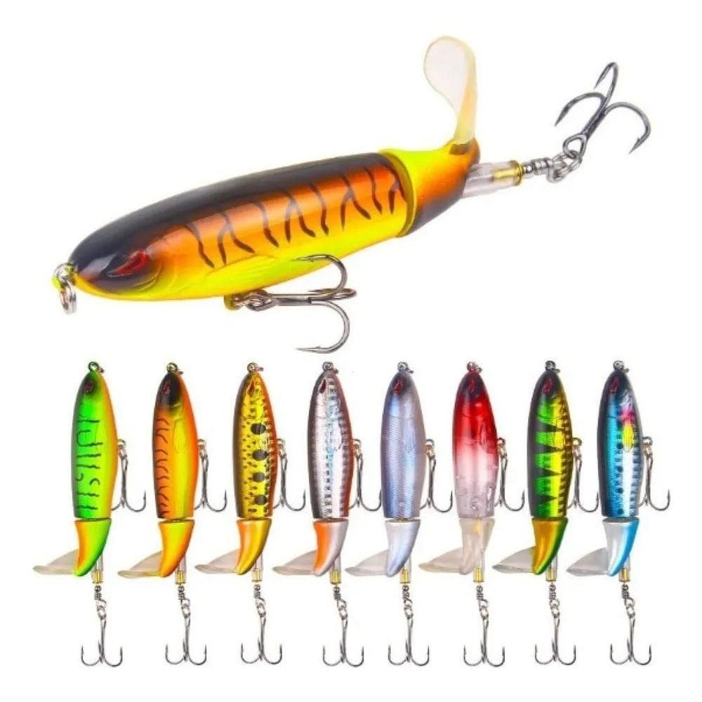 2X Kit Com 04 Iscas Artificiais Whopper Plopper Tucunare Tra