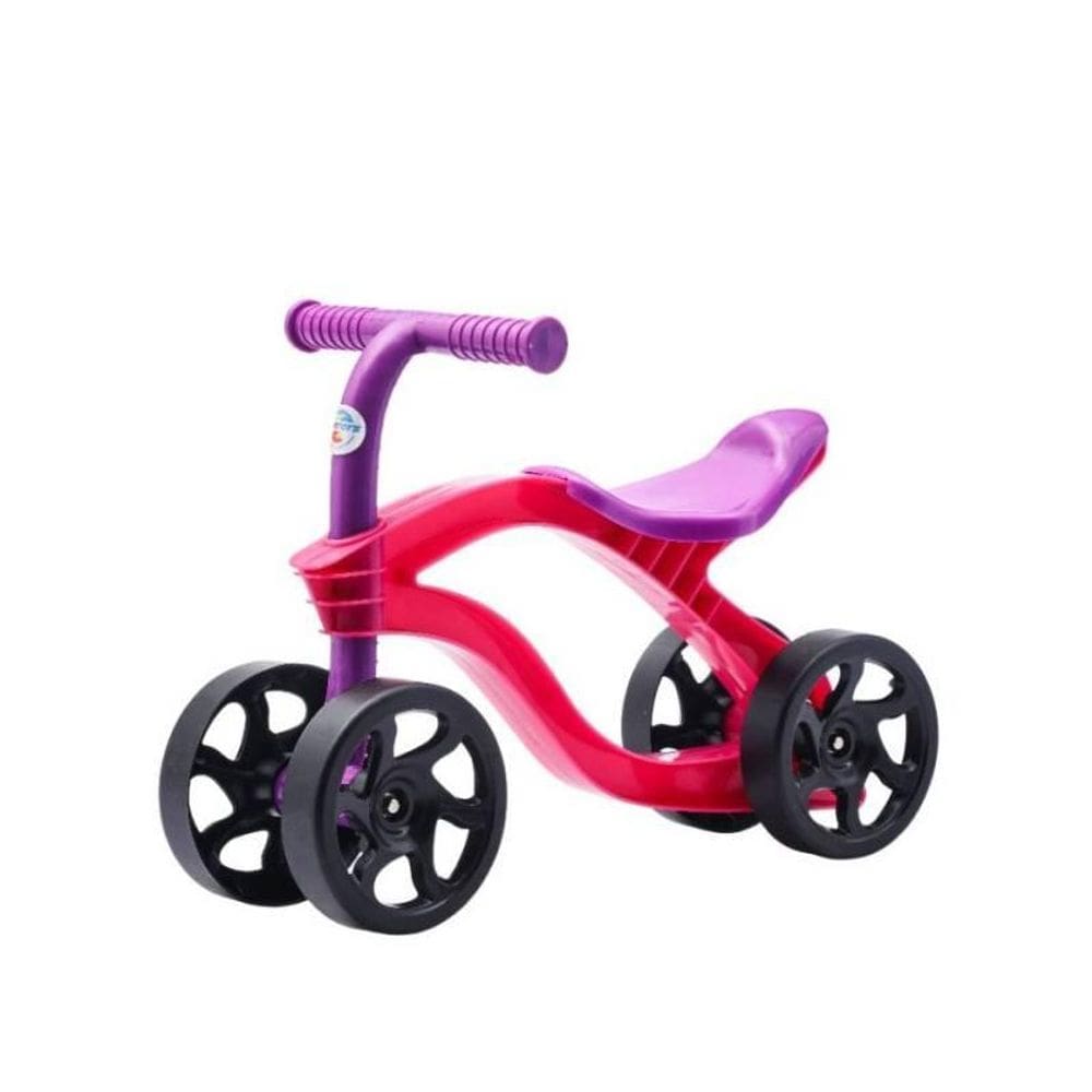 Bicicleta De Equilíbrio Rosa Infantil Sem Pedal Com 4 Rodas
