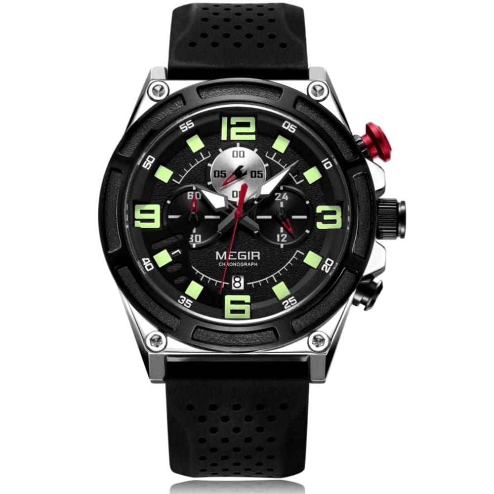 Relógio masculino com cronógrafo esportivo à prova d´agua pulseira de silicone