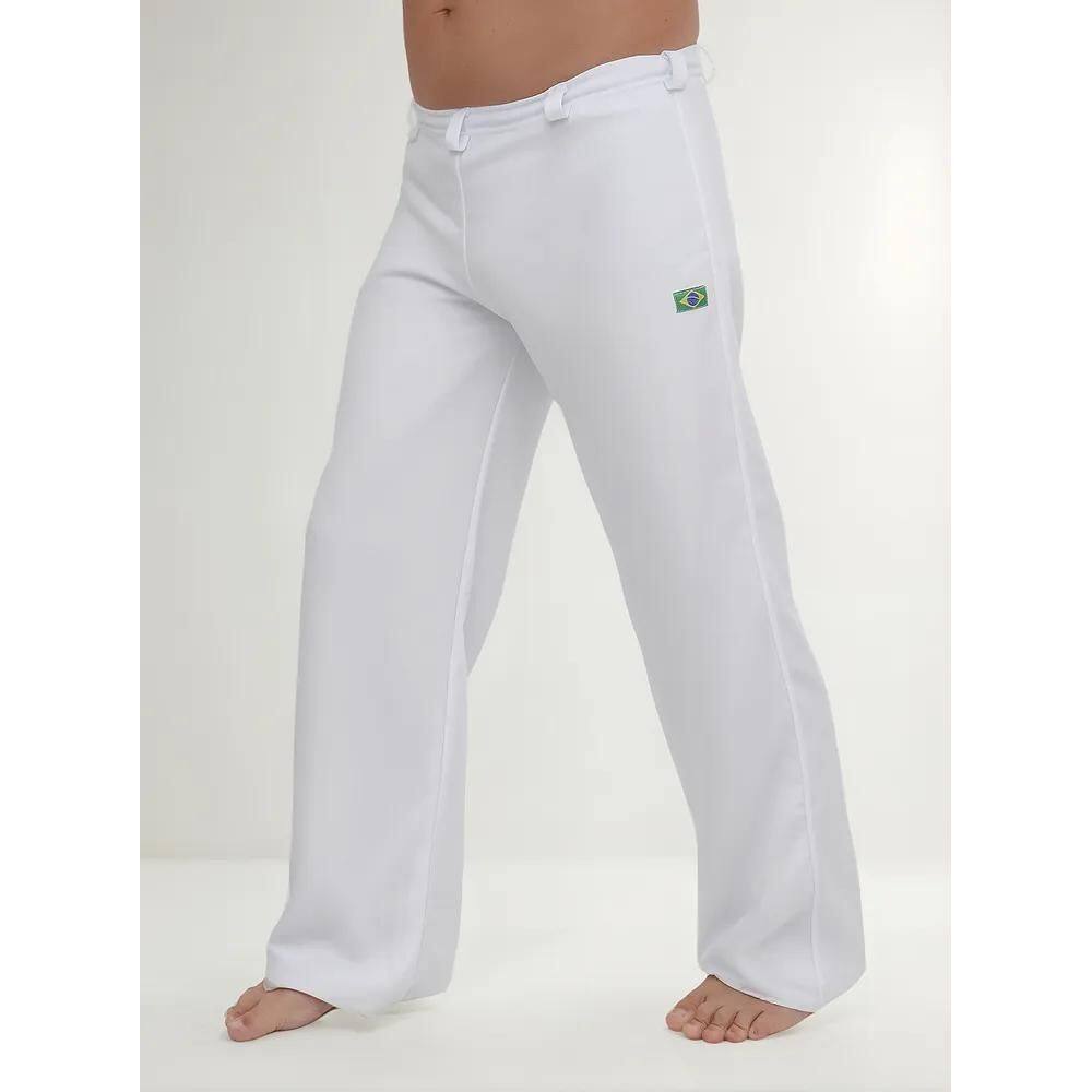 2X Calça Capoeira Abada Brasilwear Unisex Helanca Branca Adu