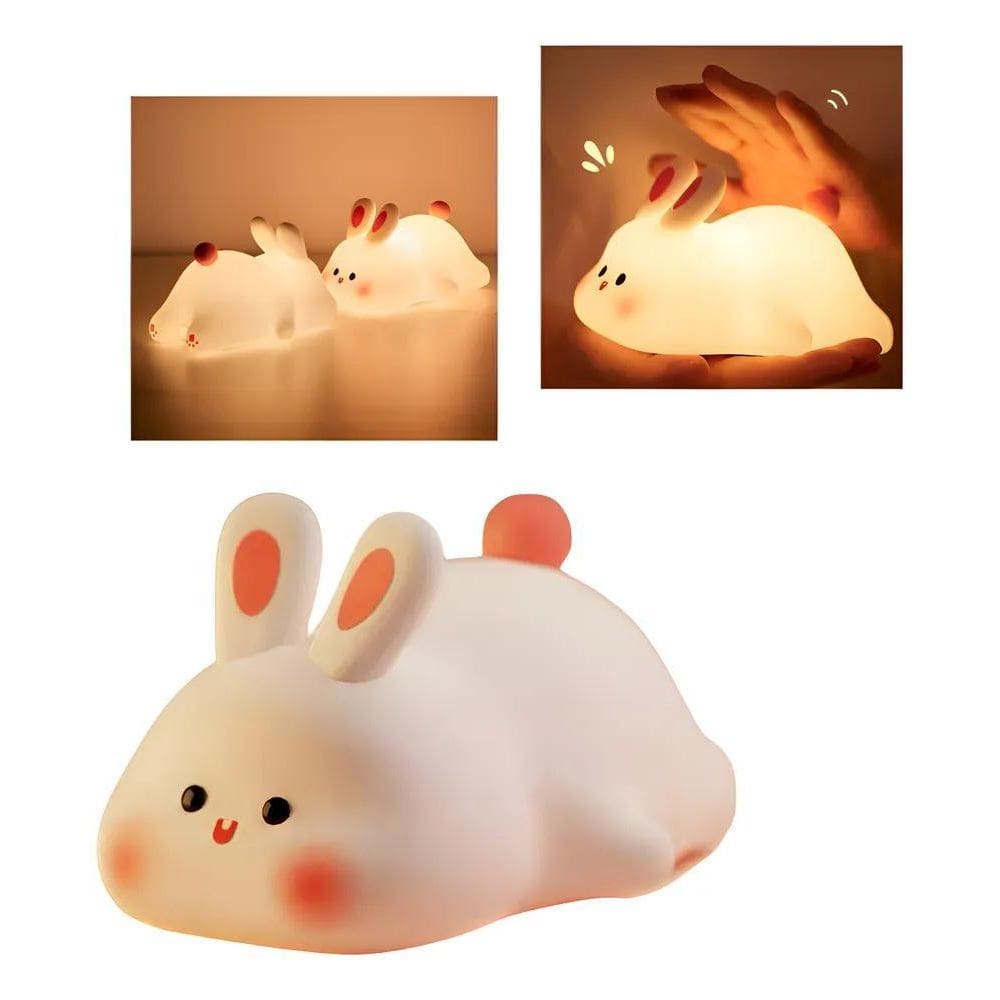 Luminária De Silicone Nocturna Sensor De Touch Coelho Fofa -