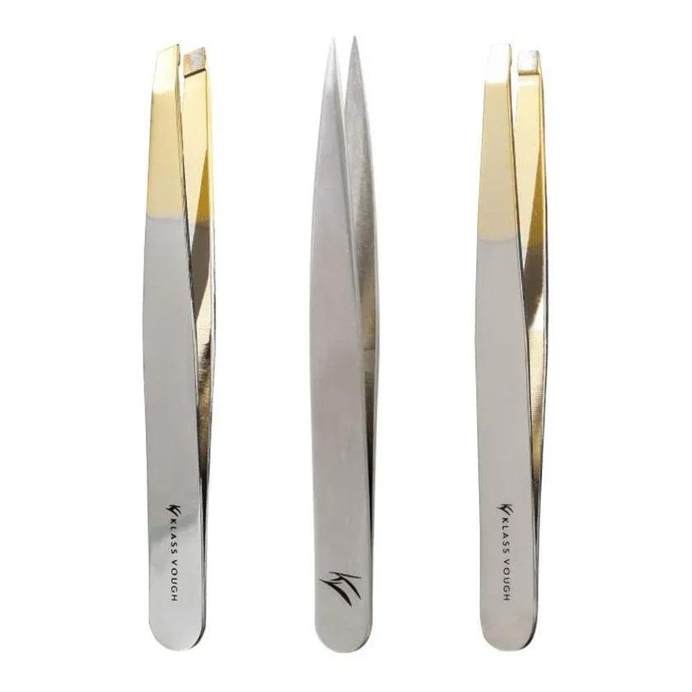 2X Kit 3 Pinças Designer Sobrancelhas Ponta Fina Reta Chanfr