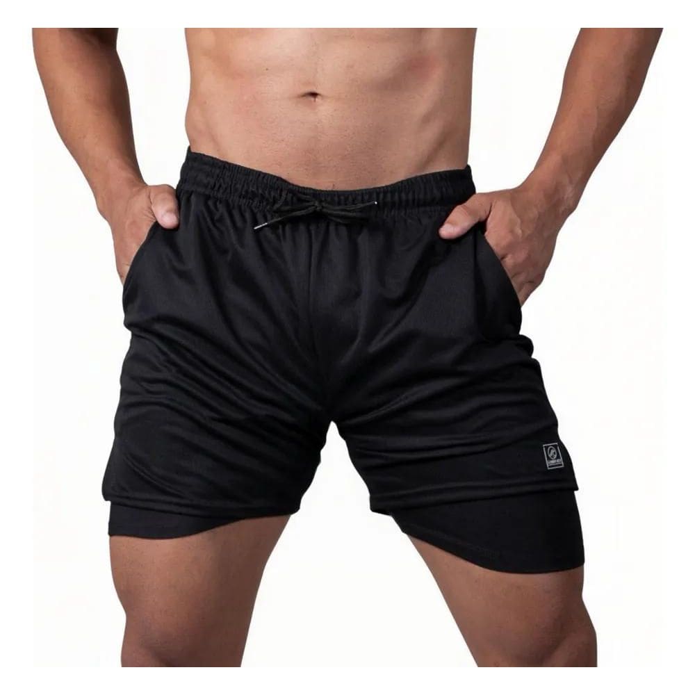 Shorts 2 Em 1 Térmico De Compressão Bolso Secreto Vermelho G