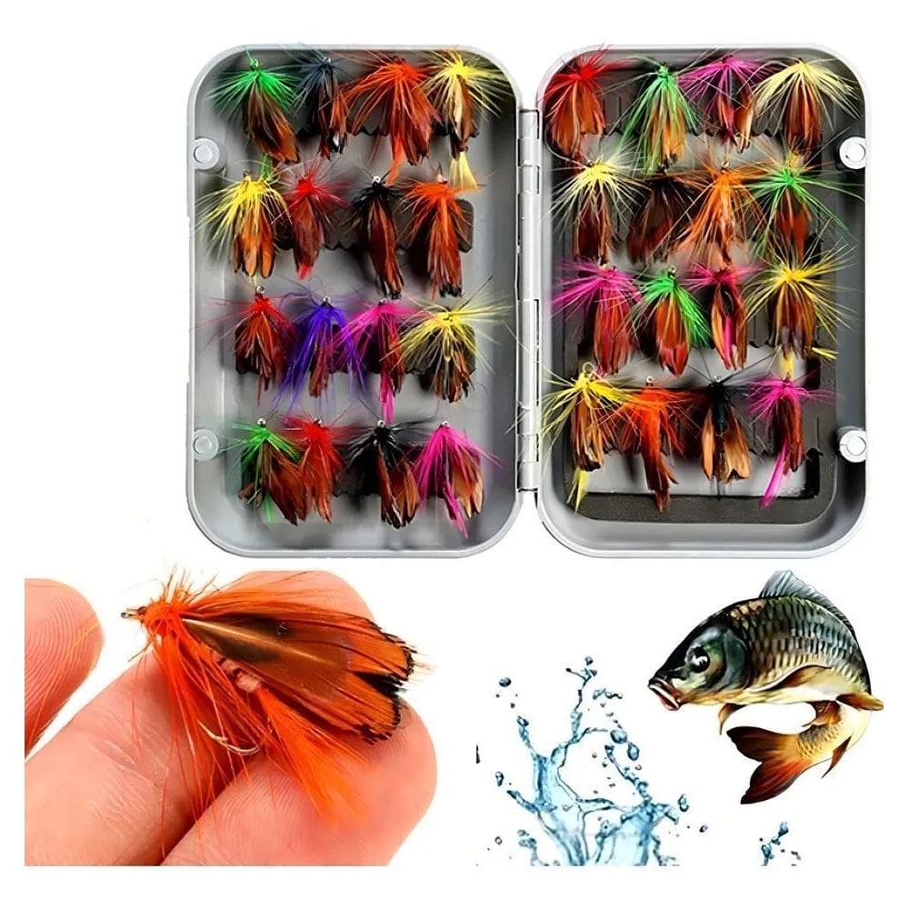 2X Gudaoshop Mosca Fly Kit 32 Iscas Artificiais Fishing Tucu