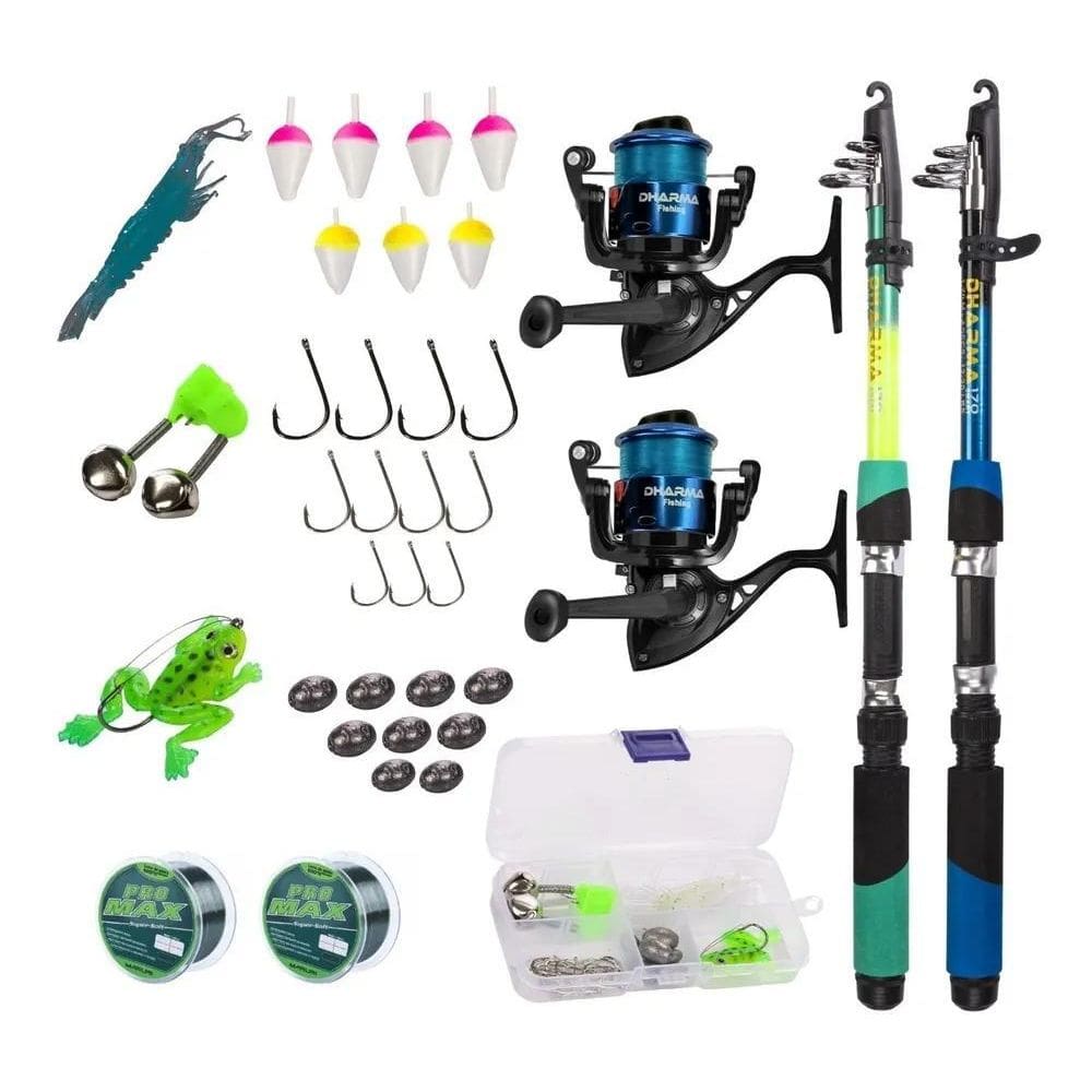 Kit Barato 2 Varas + 2 Molinetes + 2 Estojos