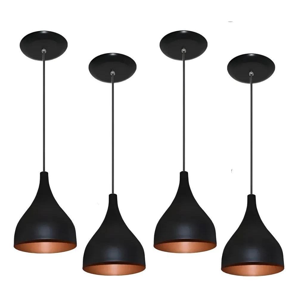 Kit 4 Lustre Pendente Gota Luminaria Sala/ Cozinha/ Balcão C