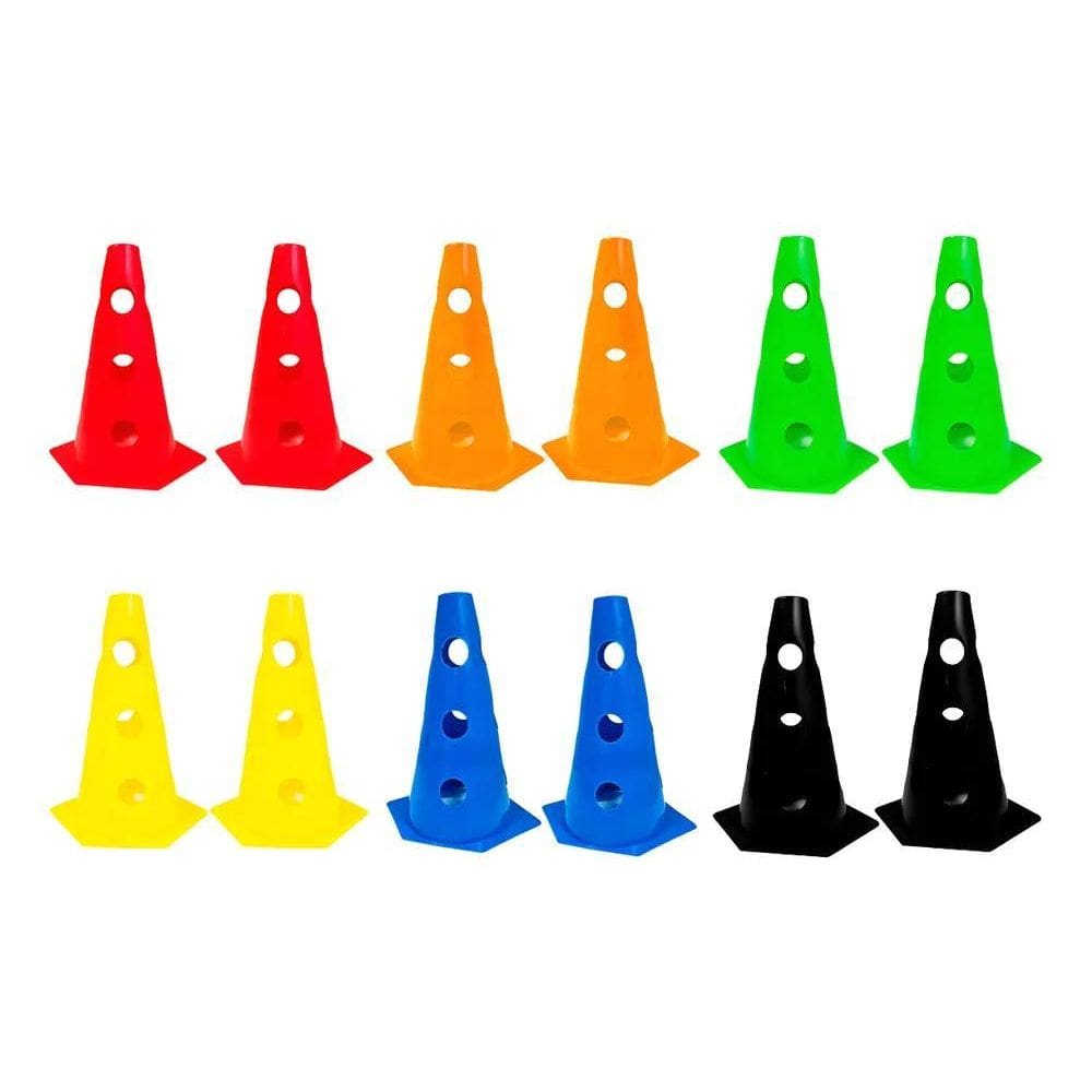 12X Mini Cone Sinalização Esportivo 23 Cm Agilidade Colorido