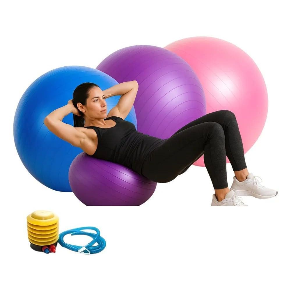 2X Bola Yoga Suiça 55 Cm Pilates Abdominal Fitness Com Bomba