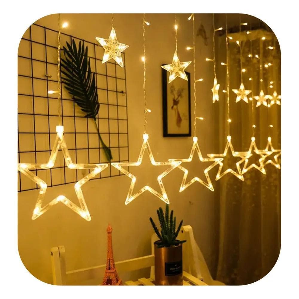 Cascata Led Com Estrelas Decoração 8 Azul 220V