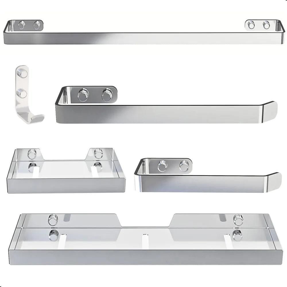 Kit Acessórios Para Banheiro Cromado Plus 6 Peças - Prateado