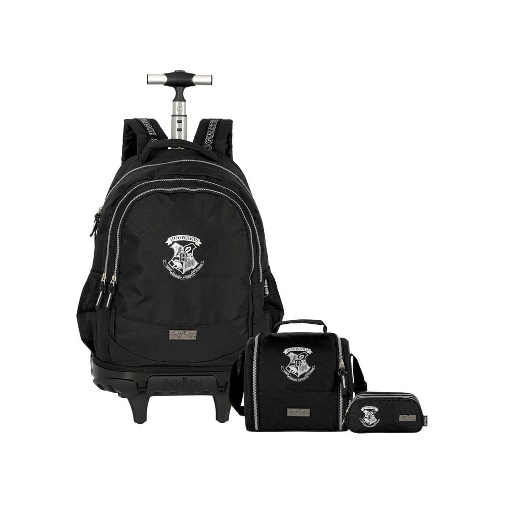 Kit Harry Potter Mochila Rodas + Lancheira Estojo Triplo Pt