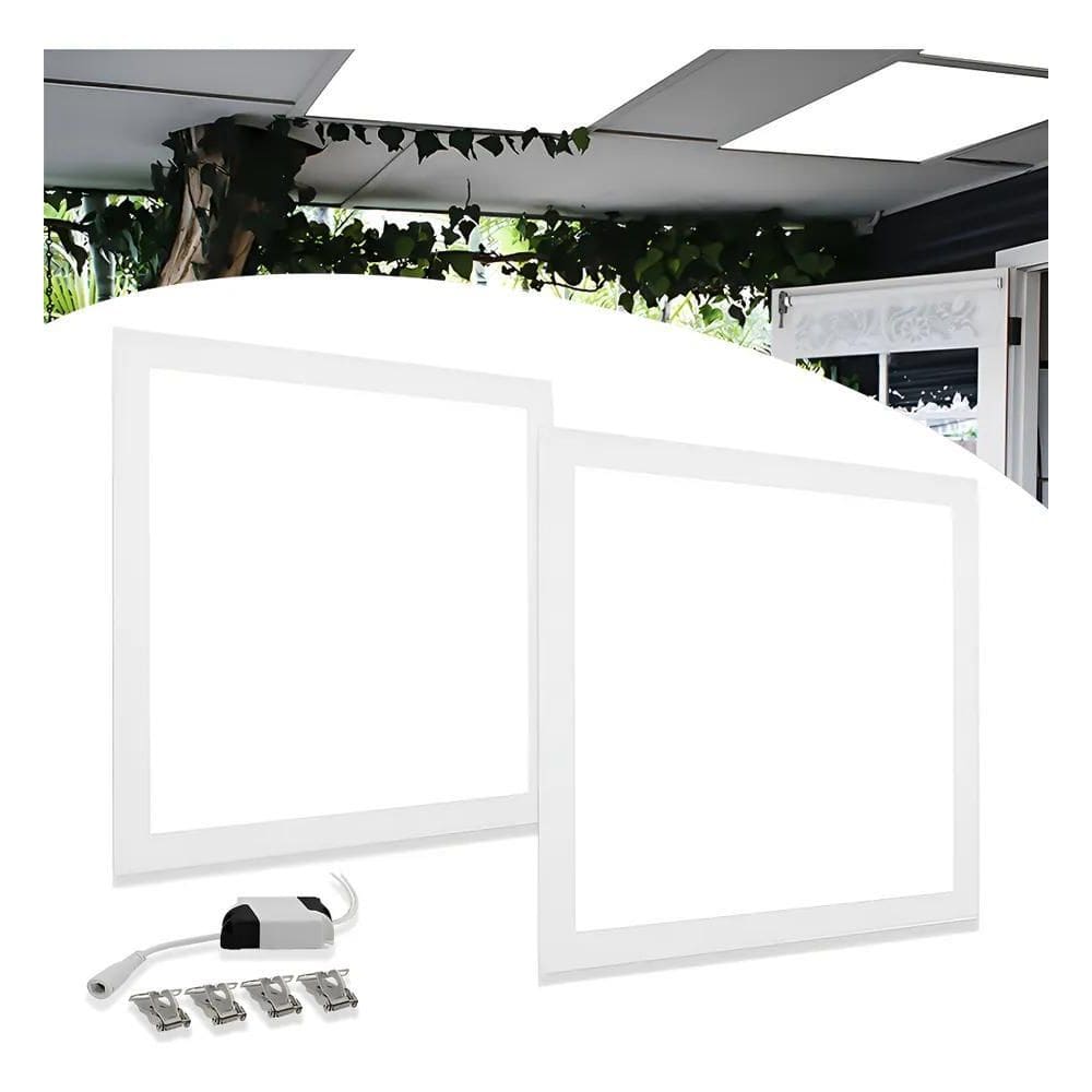 Kit 2 Luminaria Painel Plafon Led Embutir Quadrada 18W 22X22