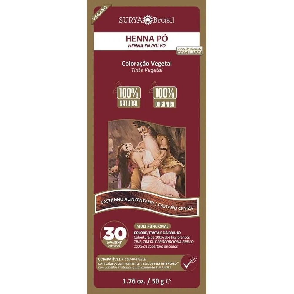 2X Henna Pó Surya Coloração Tintura Natural Vegana Escolha C