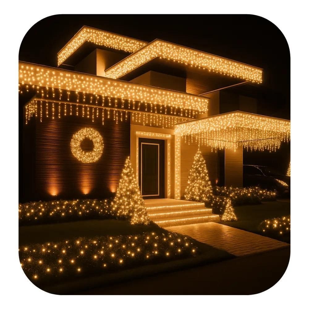 Cascata 300 Led Prova D`Água 6 Metros 8 Branca Quente 127/22