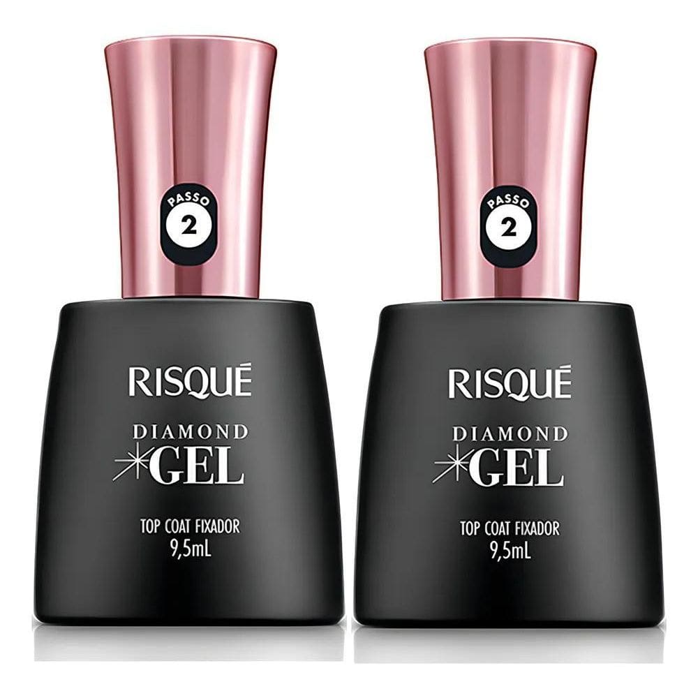 2X Kit 2 Risque Diamond Gel Top Coat Fixador 9,5Ml Extra Bri