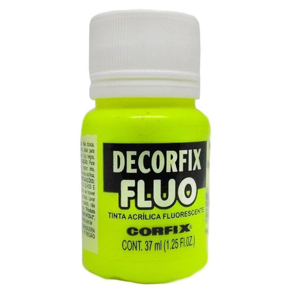 Tinta Decorfix Fluorescente 1002 Amarelo Limao 37Ml