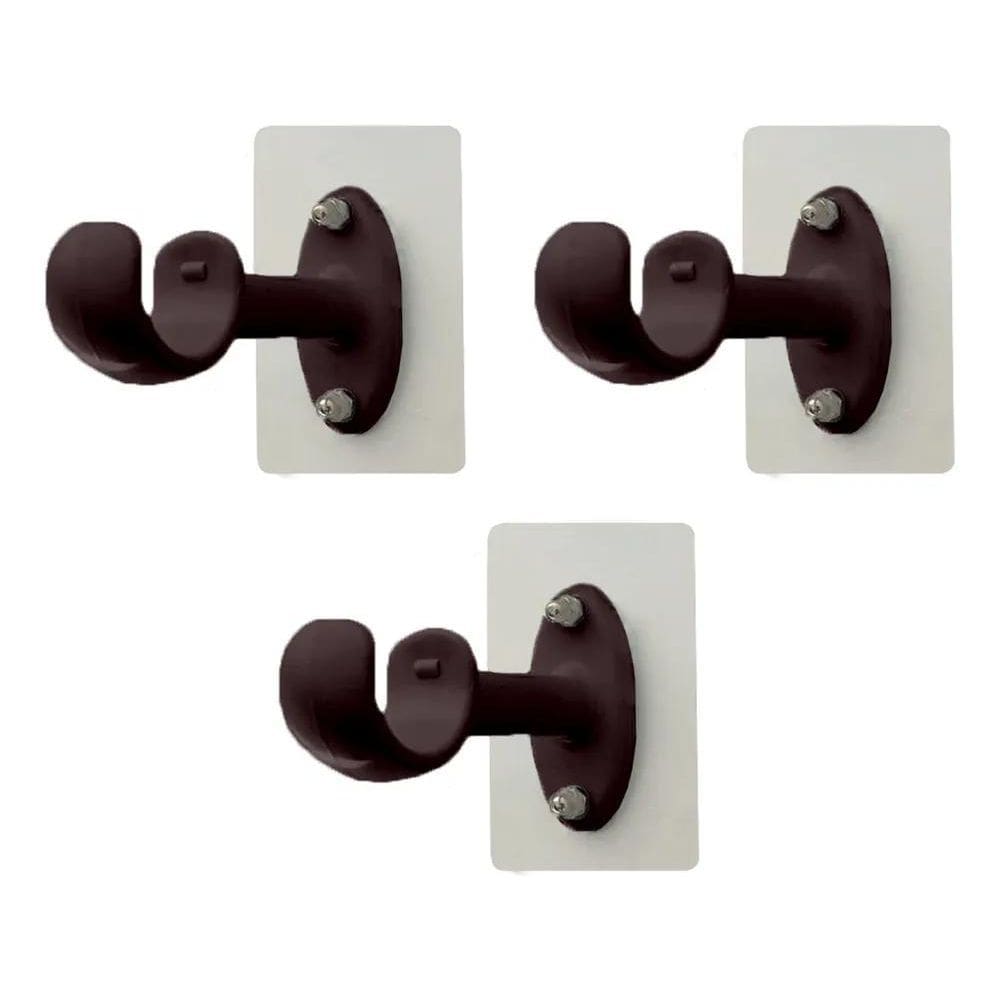 Suporte Cortina Adesivo Varão Até 28Mm Kit 3 Imbuia