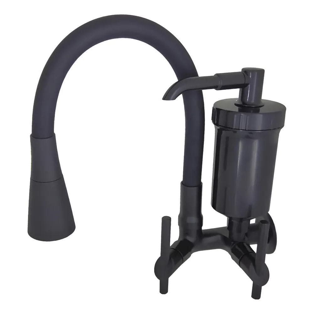 Torneira Cozinha Parede Com Filtro Flexível Preta Gourmet Co