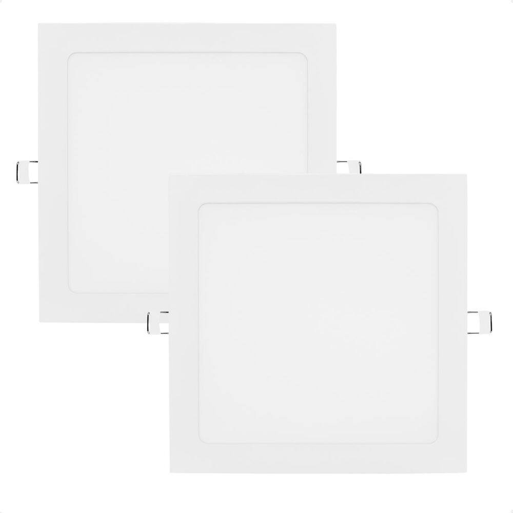 Kit 2 Painel De Led Quadrado Embutir 12W Bivolt Taschibra