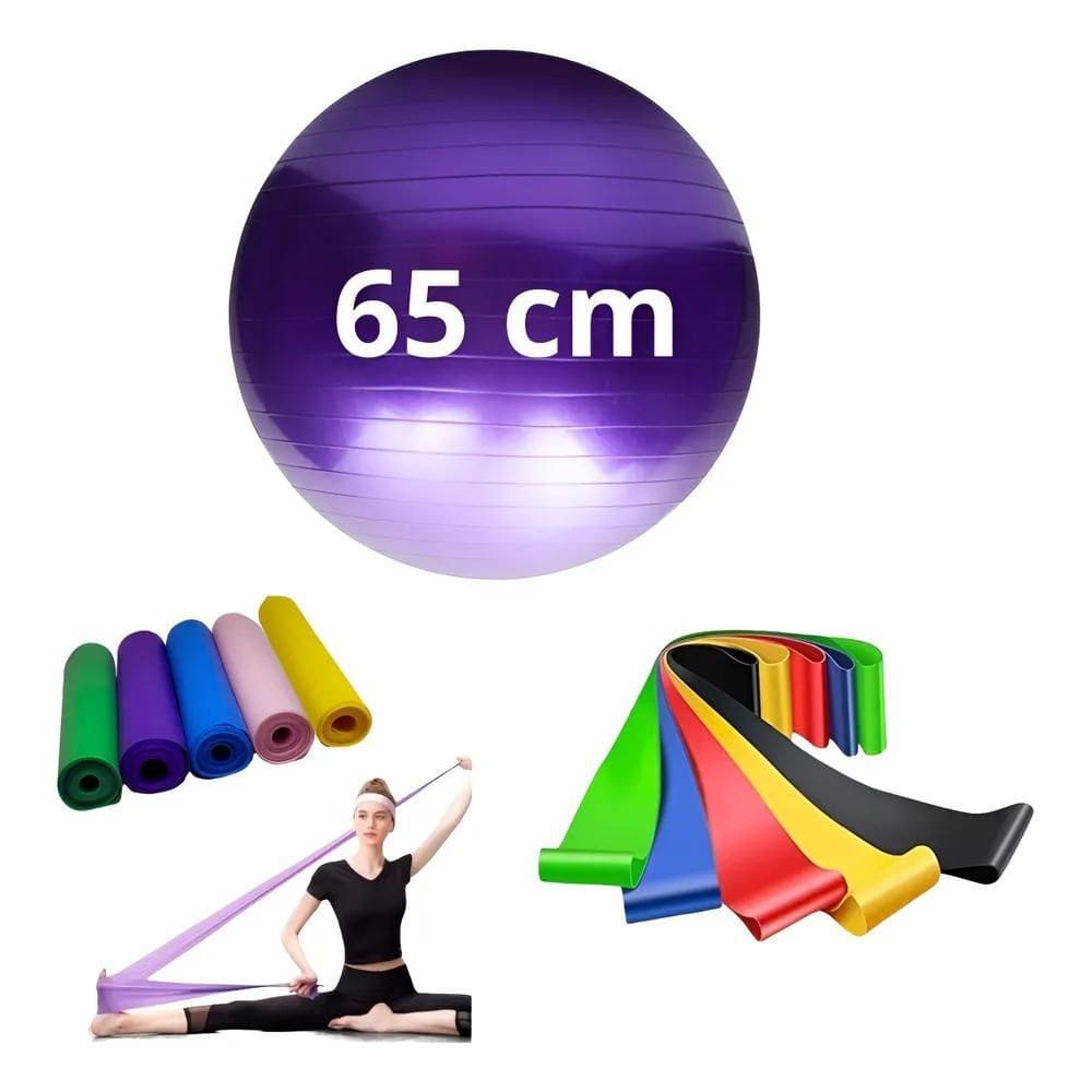 Bola Suiça Pilates Fisio 65Cm + Faixa Elastica + 5 Mini B Ro