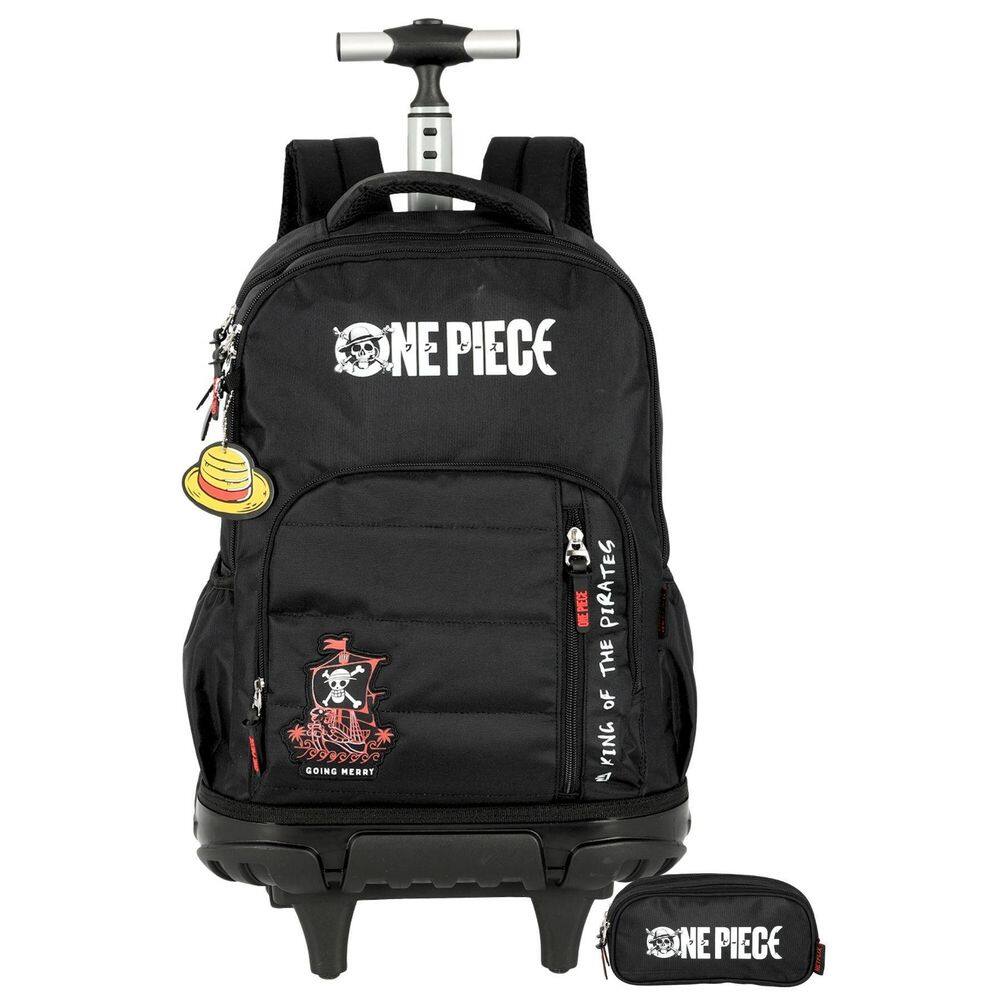 Kit Escolar One Piece Mochila De Rodas + Estojo Triplo Pt