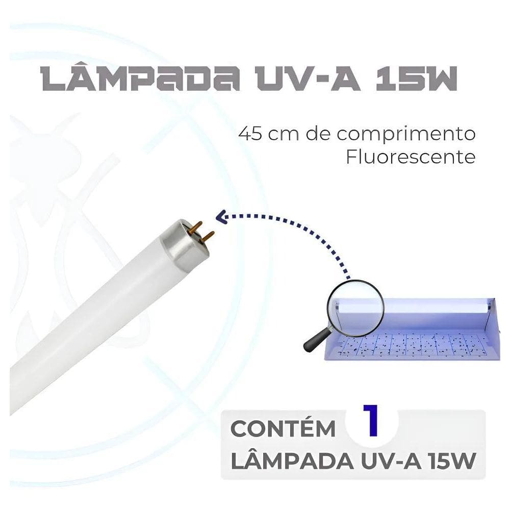 Lâmpada Luz Negra Uv-A Armadilha Mata Mosca Mosquito De 15W