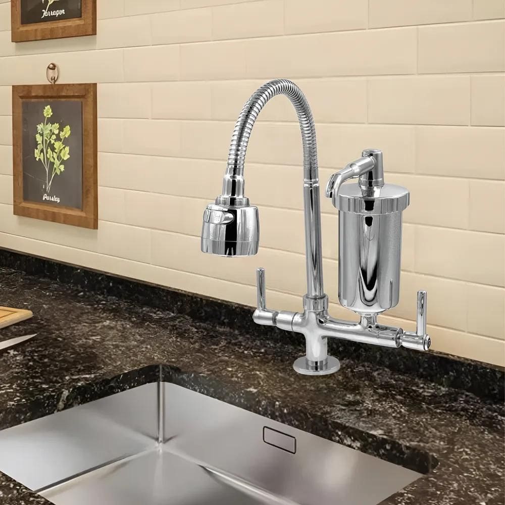 Torneira Com Filtro Gourmet Bancada Luxo 1/4V + 3Refil - Cro