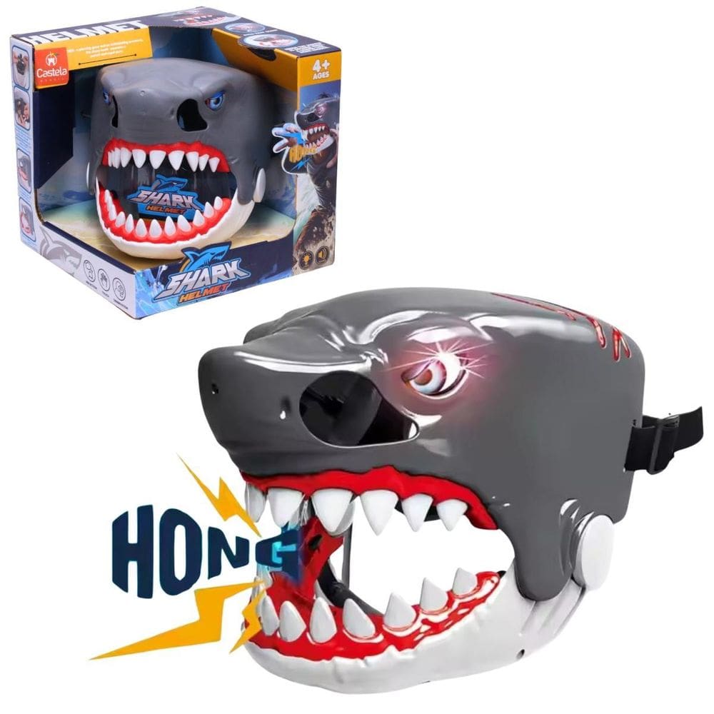 Capacete Máscara De Tubarão Luz Som Infantil - Castela