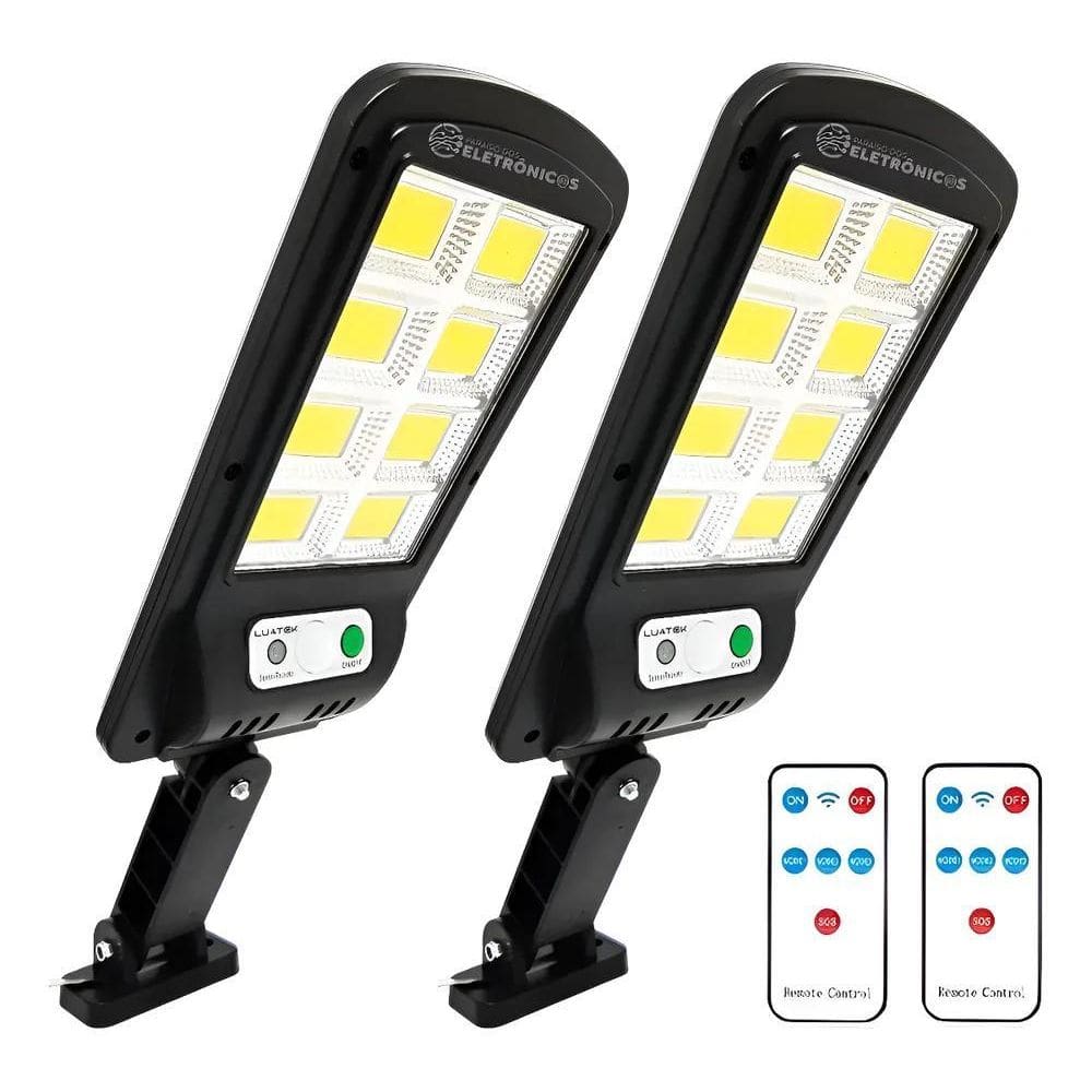 Kit 2 Refletor Solar 300W Sensor De Movimento. - Preto