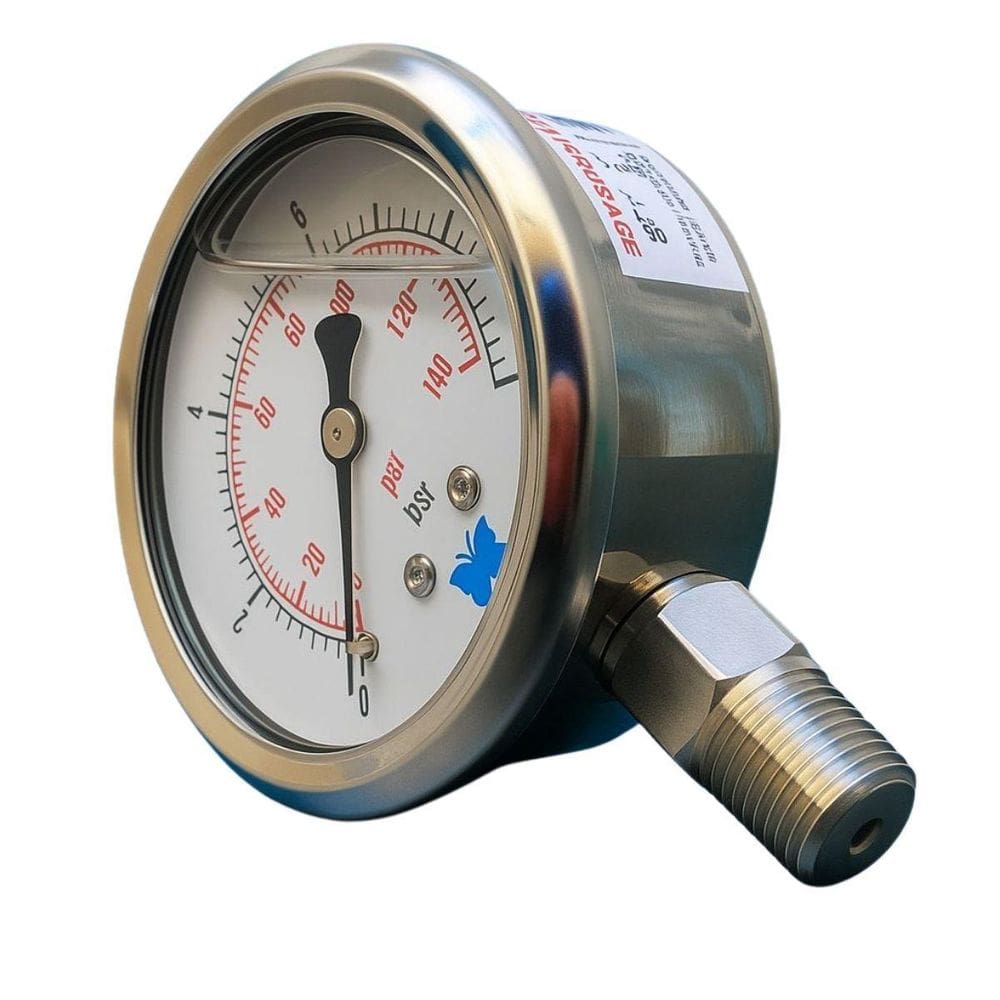 Manômetro Reto 50Mm Inox 1/4`` Glicerina - Mr 050 Imp. Inox