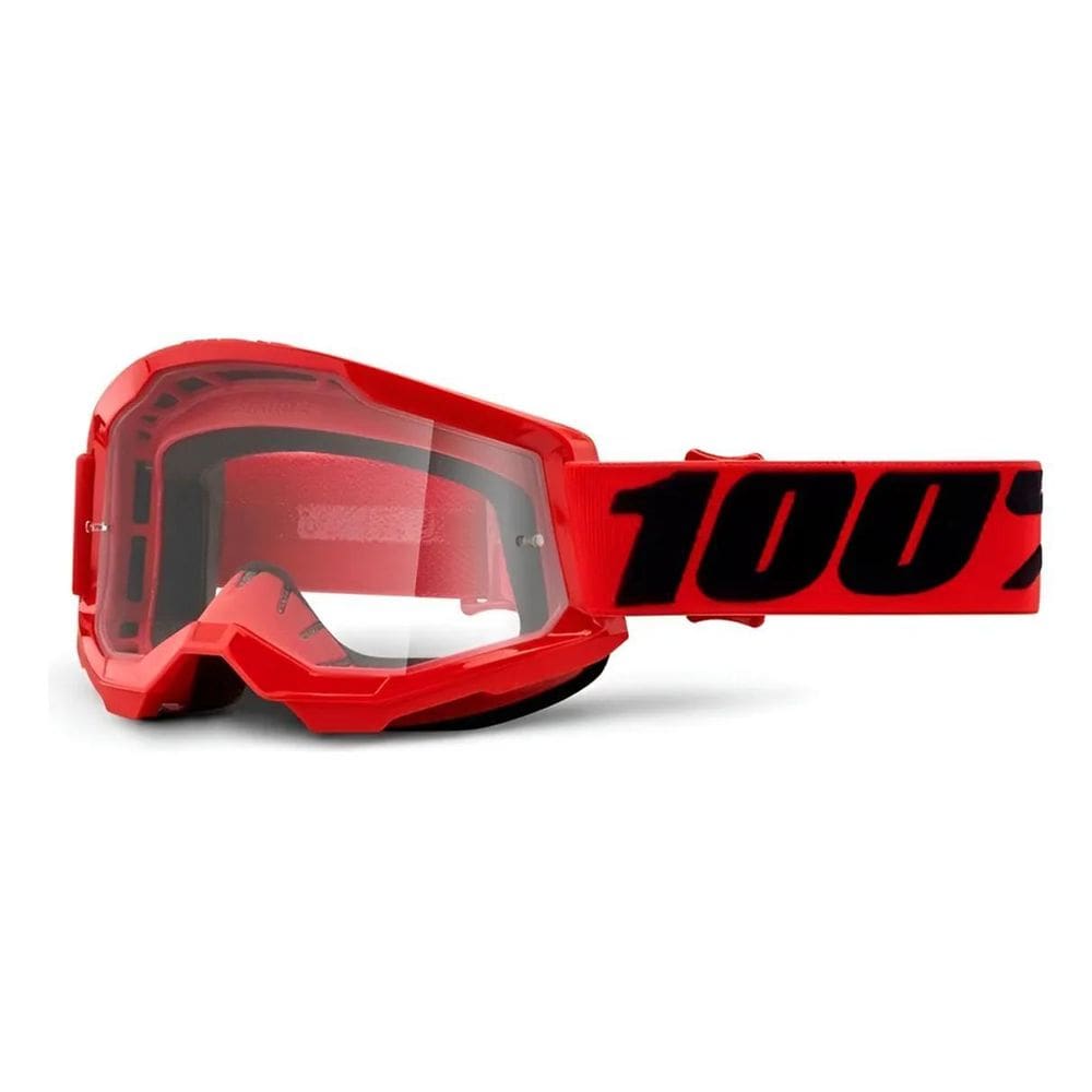 Óculos 100% Strata 2 2021 Motocross Trilha Endur Vermelho Re
