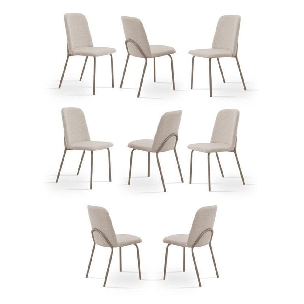 Kit 8 Cadeiras de Jantar Aço e Linho California Champagne