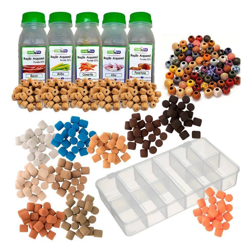 Kit Isca Estojo 260 Eva Pesca 40 Miçangas E 4 Furadinha - Va