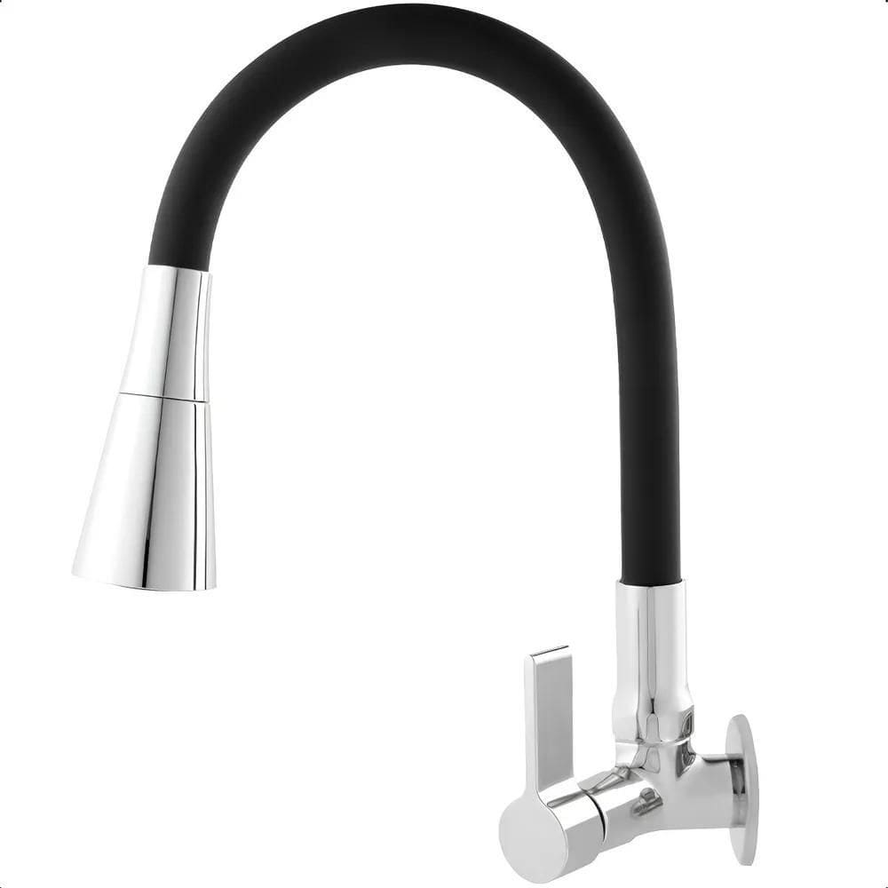 Torneira De Cozinha Para Parede Gourmet Flexivel Pia - Preto